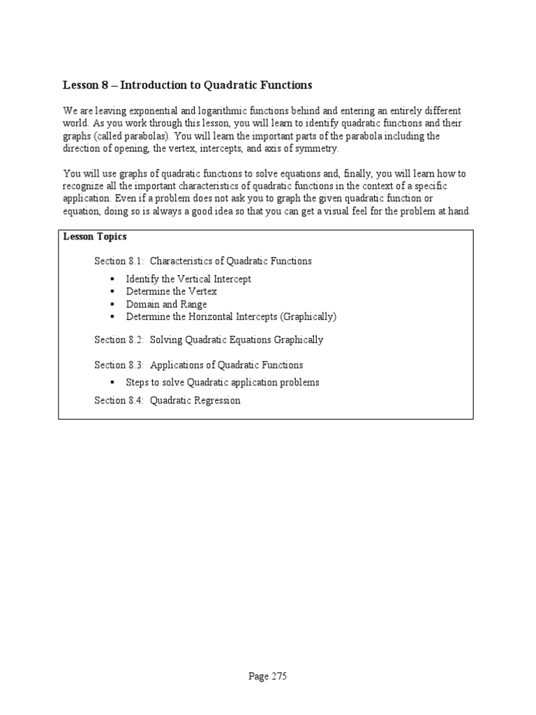 12xlesson8ml4ed Quadratic Equation Function Mathematics