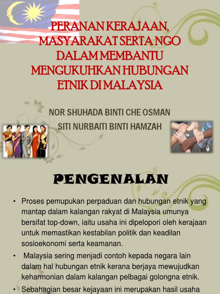 Peranan Kerajaan Masyarakat Dan Ngo Dalam Membantu Mengukuhkan Hubungan Etnik Di Malaysia Pdf