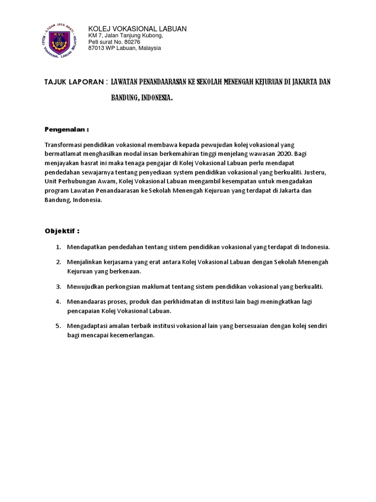 Laporan Benchmarking Visit Indonesia Pdf