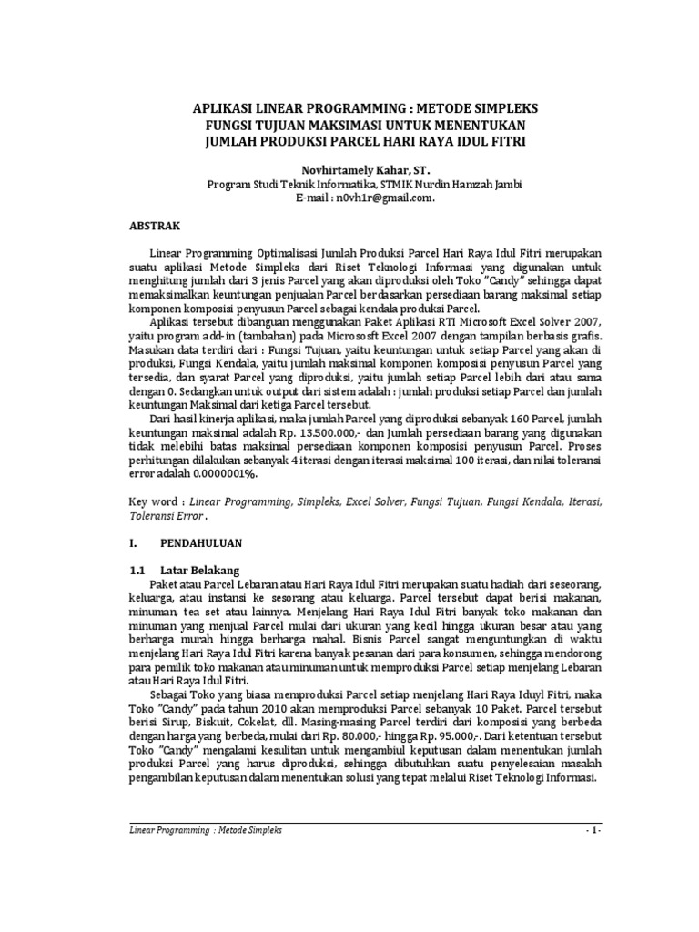 Aplikasi Linear Programming Metode Simpl | PDF