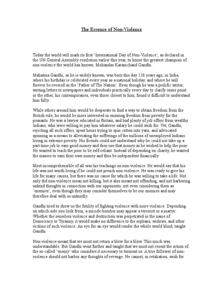 The Essence of Non-Violence | PDF | Nonviolence | Mahatma Gandhi