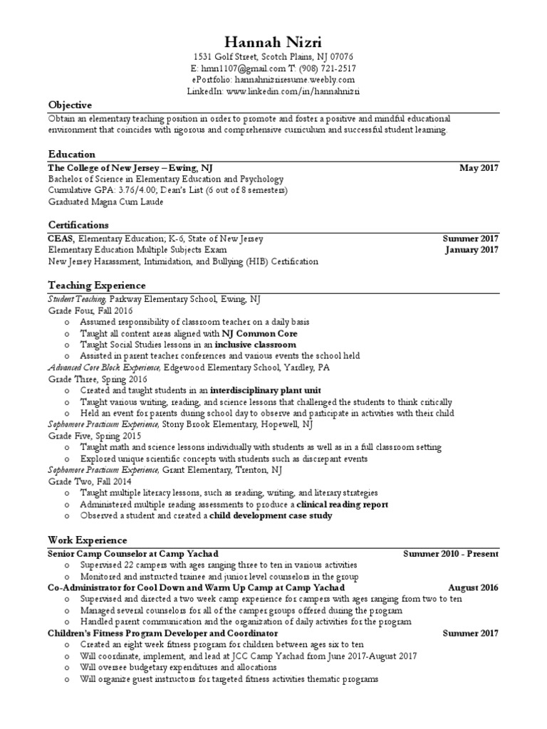 resume-teachers-primary-education