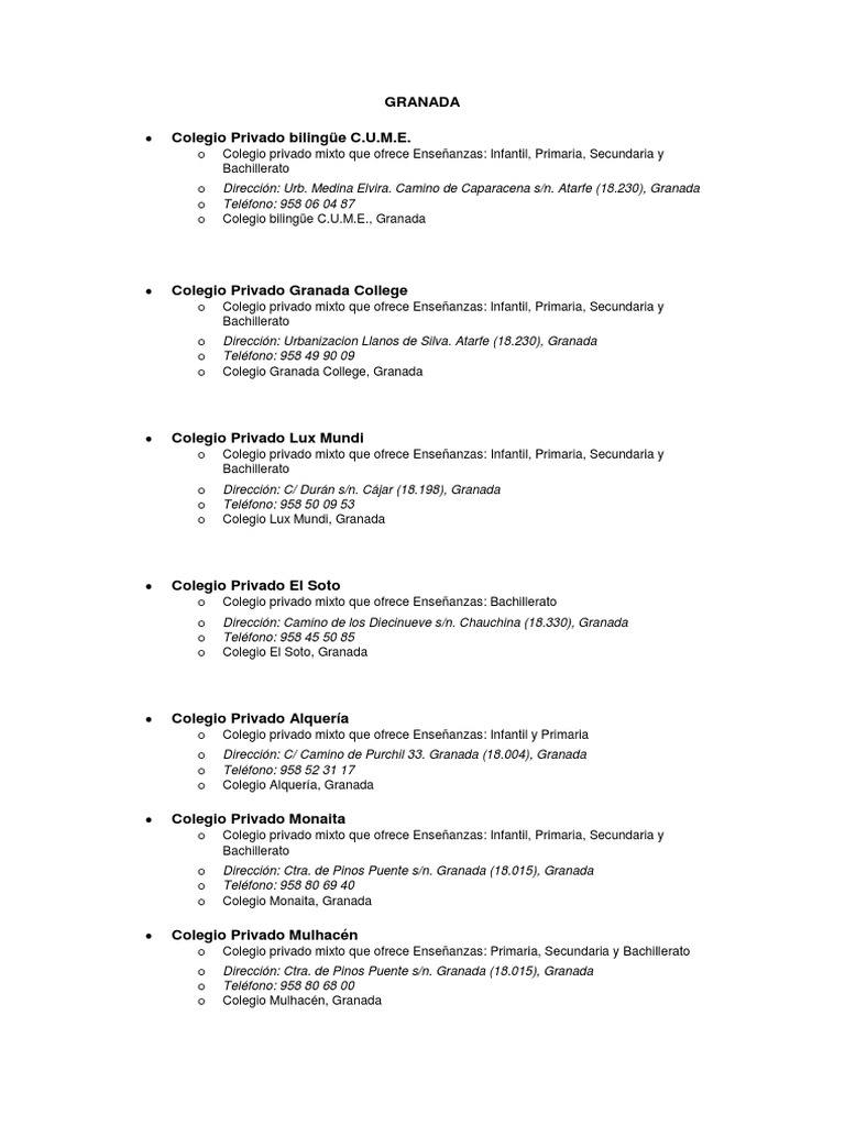 Colegios Privados | PDF | Educación Secundaria | Educación religiosa