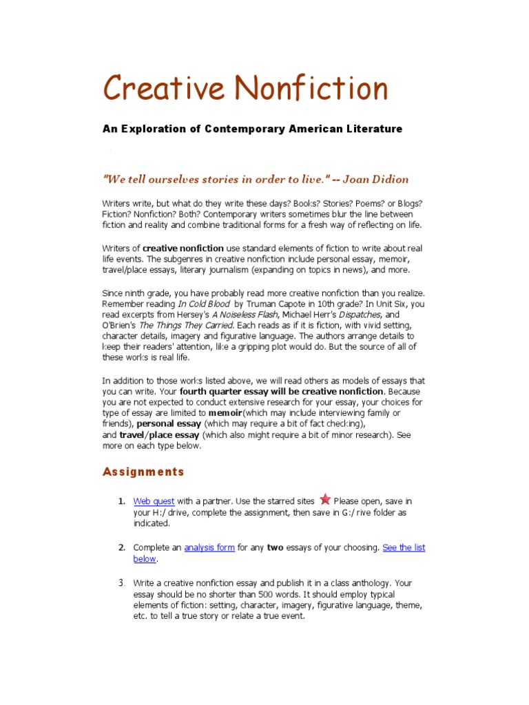 examples of creative nonfiction stories