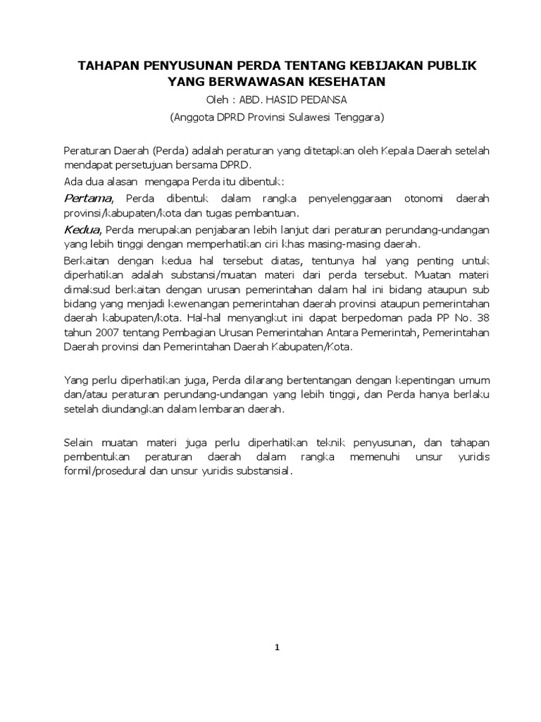 Proses Penyusunan Perda Kesehatan | PDF