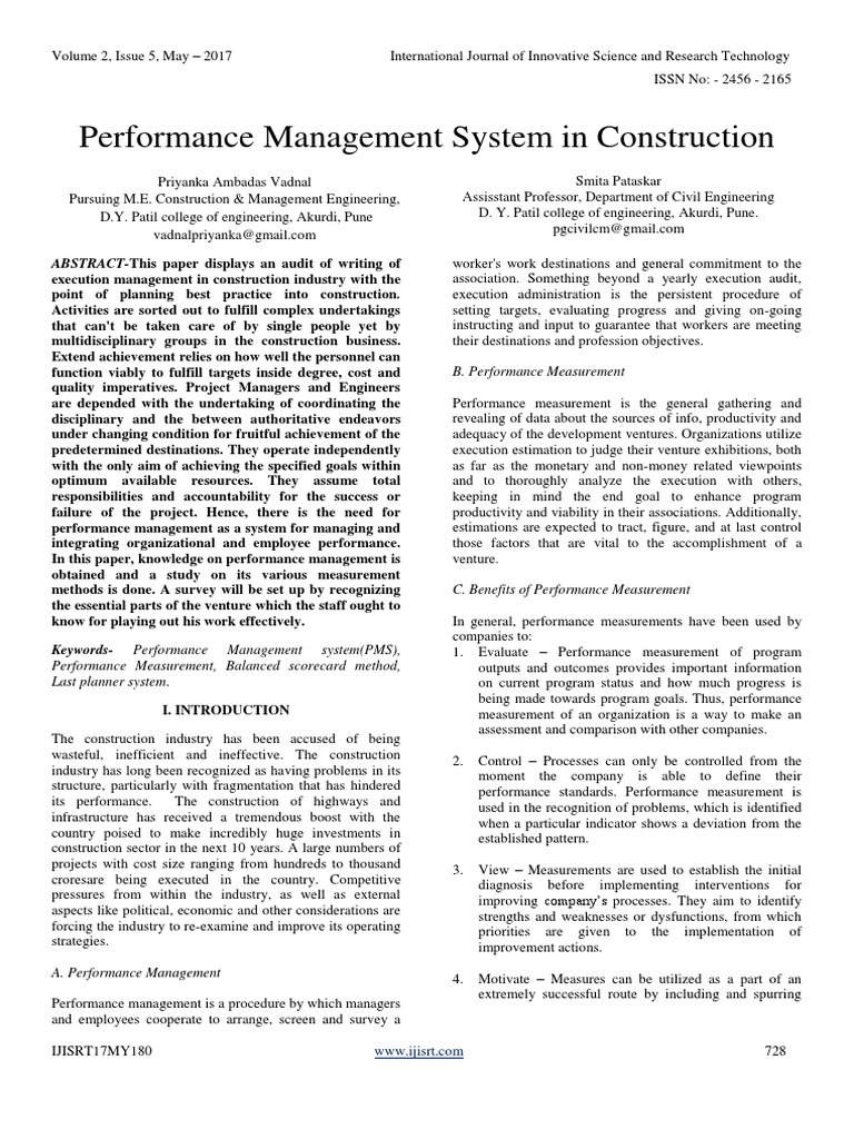 Performance Management in Construction | PDF | Performance Management ...