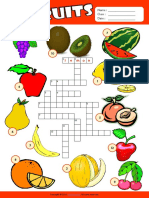 Fruits Esl Vocabulary Crossword Puzzle Worksheet For Kids