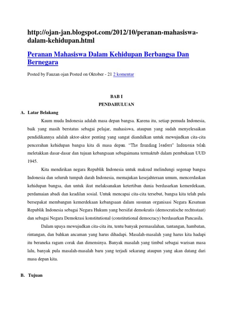 peranan mahasiswa dalam kehidupan berbangsa dan bernegara docx peranan mahasiswa dalam kehidupan berbangsa dan bernegara docx