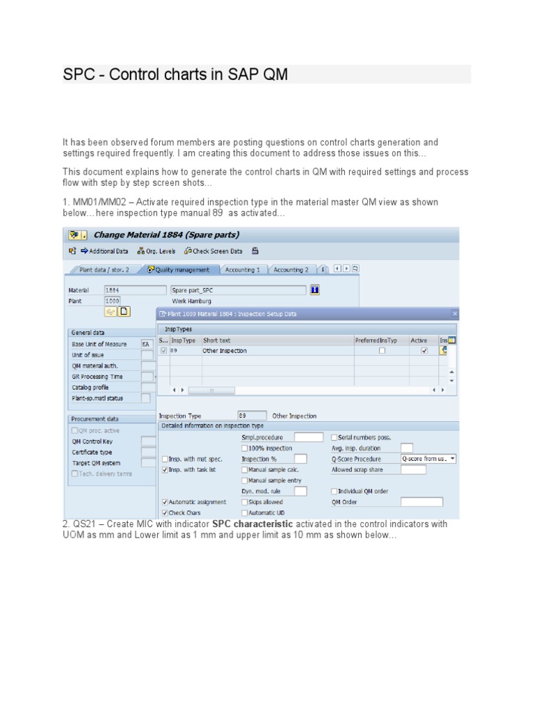SPC - Control Charts in SAP QM | PDF