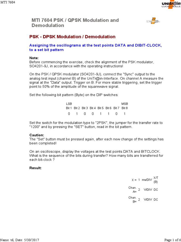 QPSK Demodulation Test Procedure | PDF | Modulation | Bit Rate
