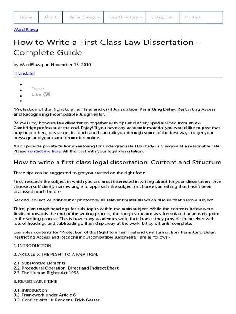 first class law dissertation examples