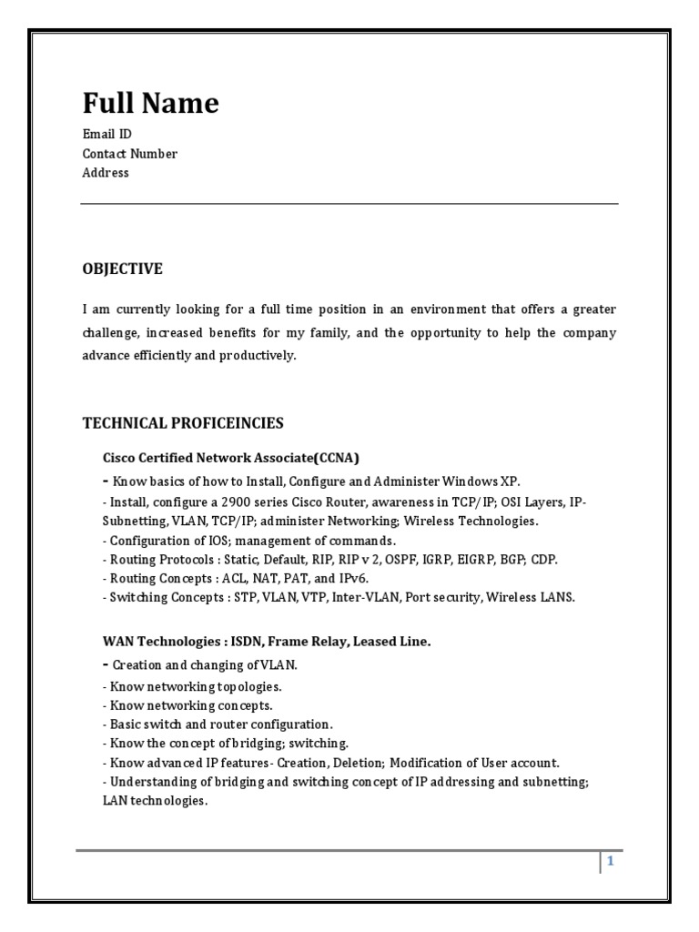 sample-resume-fresher-ccna-1-pdf-internet-protocol-suite-cisco