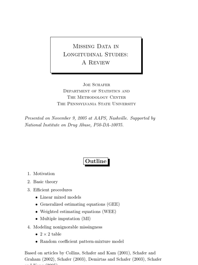 Aaps - Schafer Missing Data and Longitudinal Analysis | PDF ...