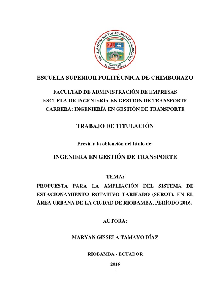 Ampliación del SEROT en Riobamba 2016 | PDF | Estacionamiento | Ciudad