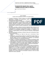 Clasificador Del Gasto de La Administracion Publica Federal