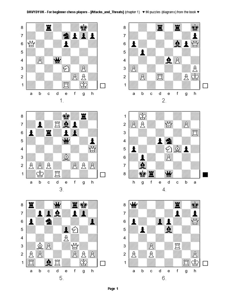 Beginner Chess Puzzles: Attacks & Threats | PDF | Games Of Mental Skill ...