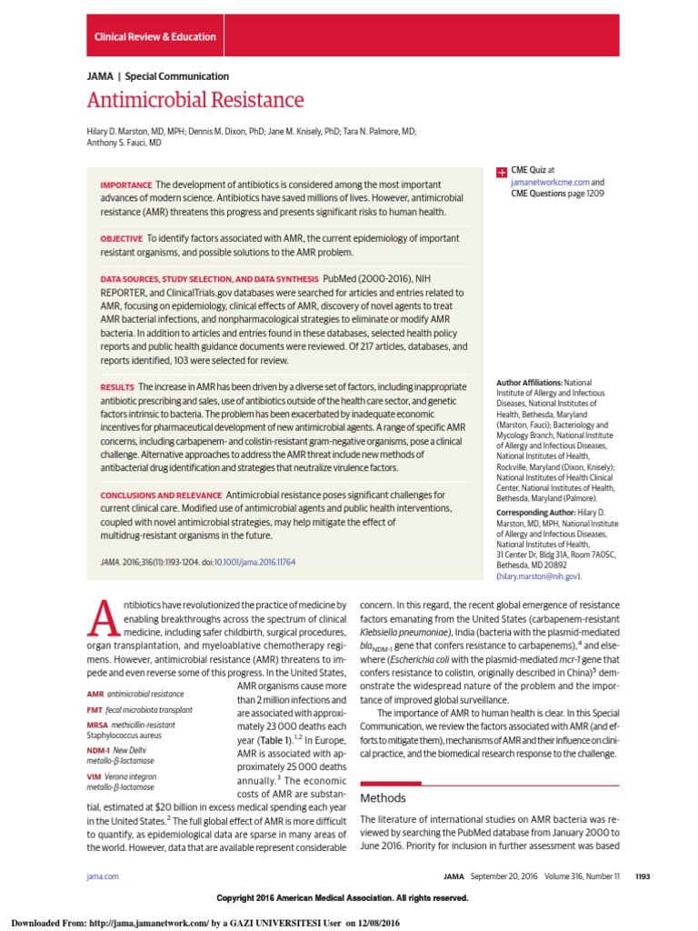 Journal Antimicrobial Resistance PDF Antimicrobial Resistance