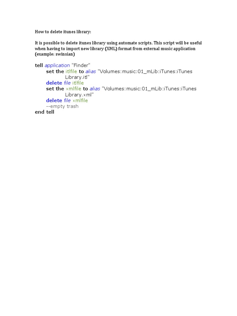 Delete iTunes Library Using Scripts | PDF | Operating System Technology ...