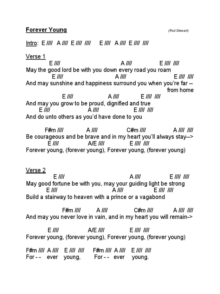 Forever Young Rod Stewart Lyrics And Chords