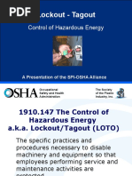 Lockout - Tagout: Control of Hazardous Energy