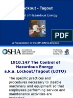 Lockout - Tagout: Control of Hazardous Energy