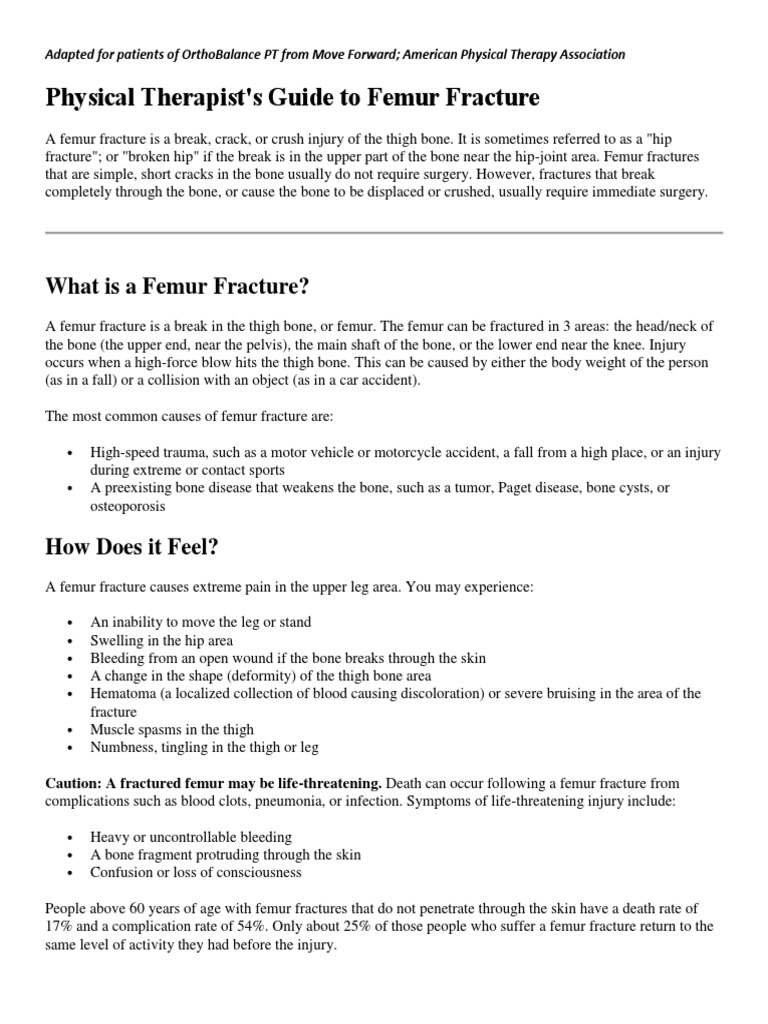 Physical Therapists Guide to Femur Fracture Physical Therapy Bone