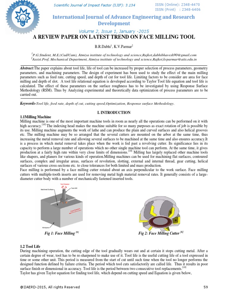 Optimizing Tool Life in Face Milling | PDF | Machining | Production And ...