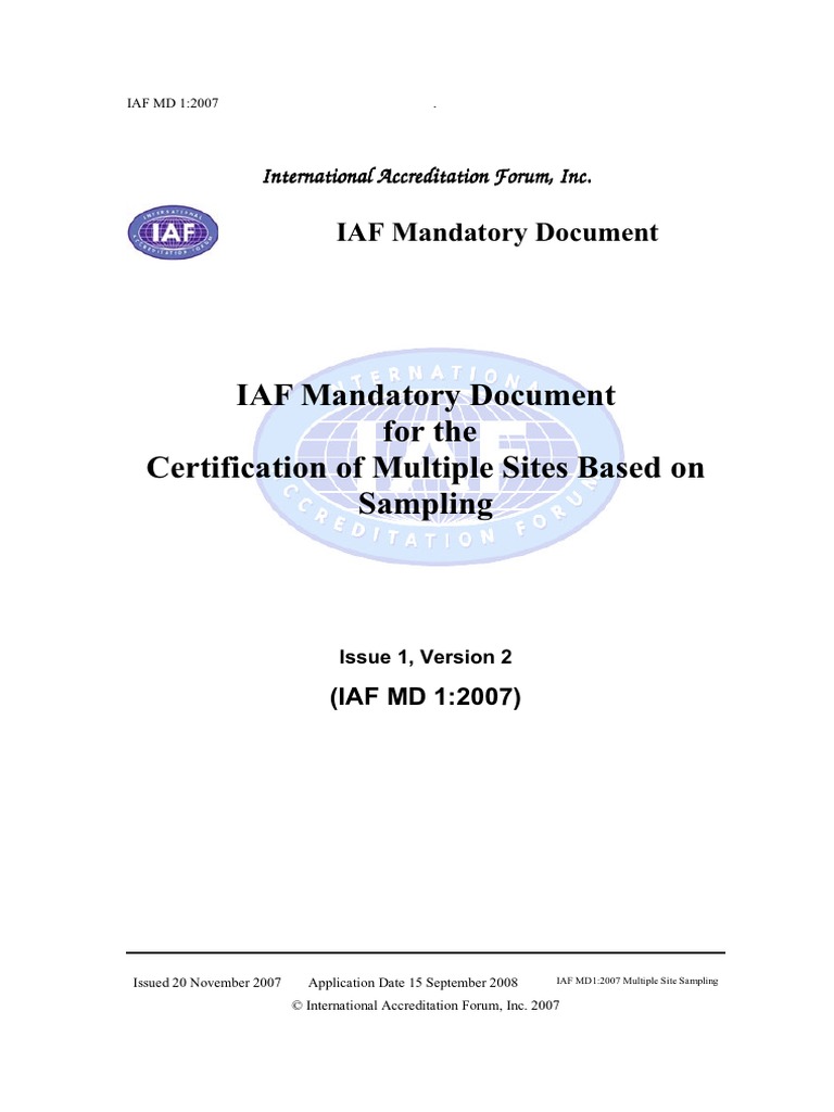 IAF MD1 Overview and Guidelines | PDF