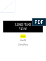 (2012-S2) - FINS1613 - Tutorial Slides - Week 13 - Dividend Policy
