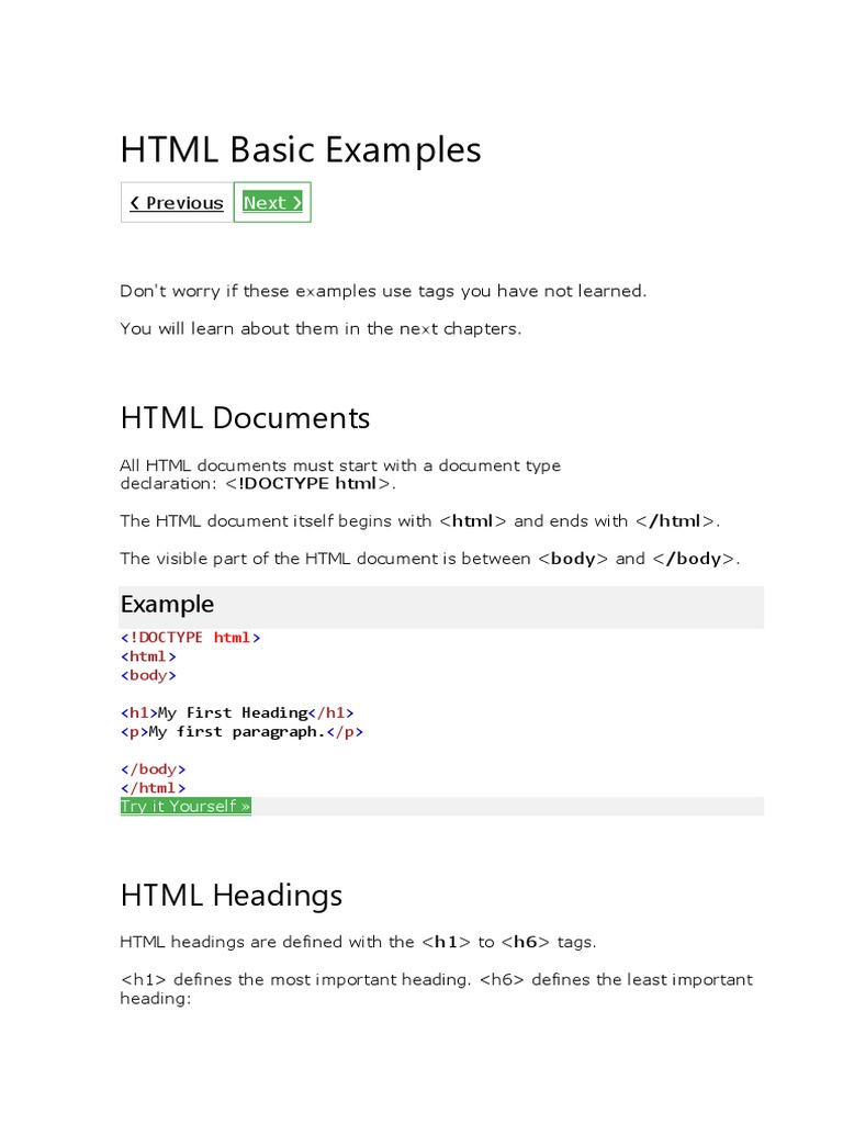 HTML Basic Examples | PDF