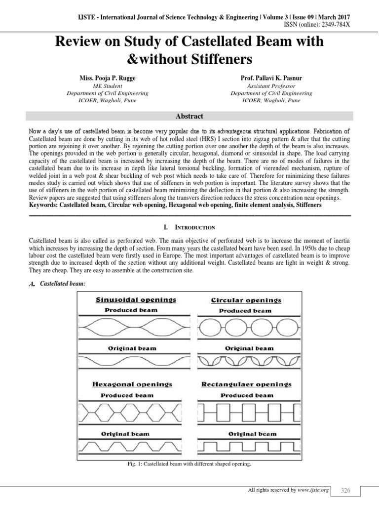 Review On Study of Castellated Beam With & Without Stiffeners | PDF ...
