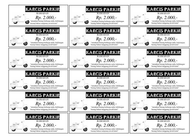 Karcis Parkir Cetak 100x Karcis Parkir Cetak 100x
