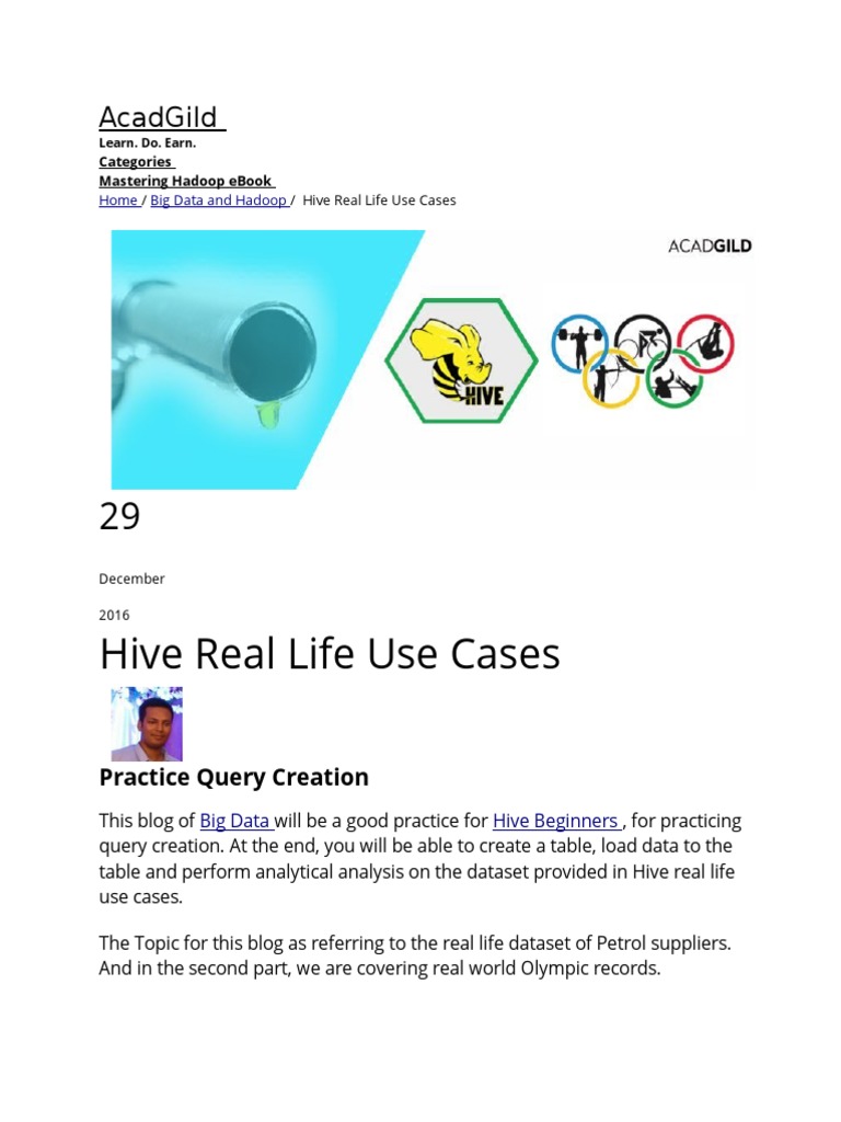 Hive Real Life Use Cases - AcadGild Blog | PDF | Apache Hadoop | Apache ...