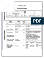 Curriculum Vitae Shahid Ahmad: Degree University/Board Div. Passing Year Subjects