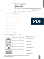 Total: Macmillan English 2 Unit 2 Worksheet Student Name: Total Mark