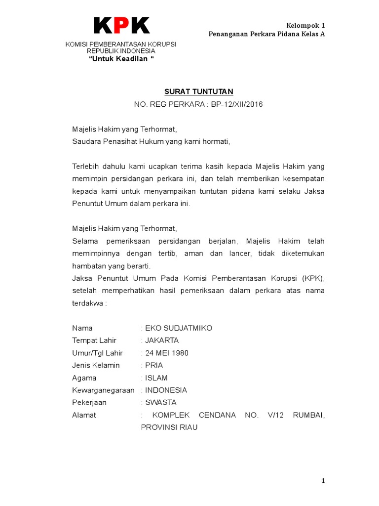 Contoh Surat Penangguhan Bicara