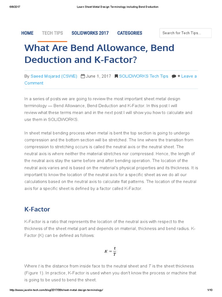 Learn Sheet Metal Design Terminology Including Bend Deduction PDF