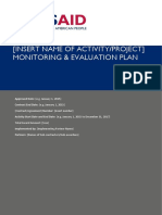 (Insert Name of Activity/Project) Monitoring & Evaluation Plan