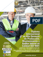 Diploma Internacional en Alta Gerencia de Produccion Mantenimiento y Auditor Interno de Calidad ISO 9001 2