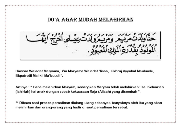 Do A Mudah Bersalin Docx