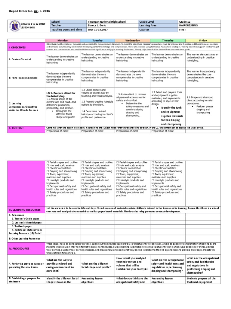 Hairdressing Dll Hairstyle Educational Assessment