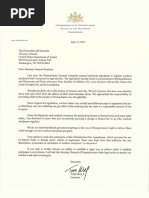 Governor Wolf Letter to Attorney General Sessions Regarding Medical Marijuana