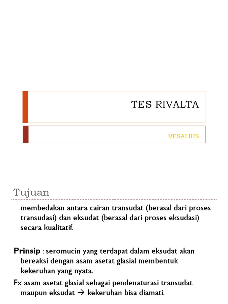 Uji Rivalta untuk Transudat dan Eksudat | PDF | Memasak, Makanan, & Anggur