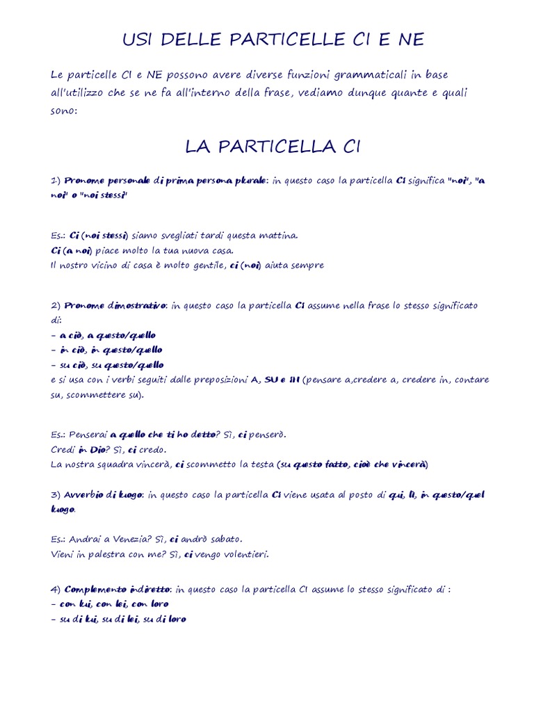 Usi Delle Particelle Ci e Ne | PDF