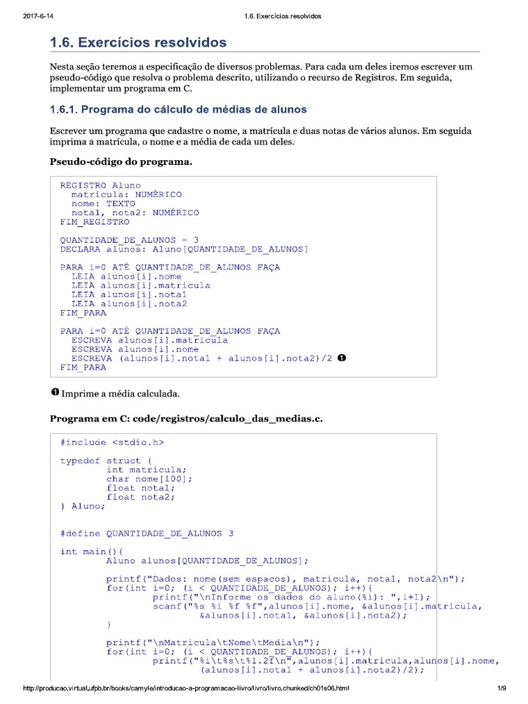 Exercicios Resolvidos Struct | PDF