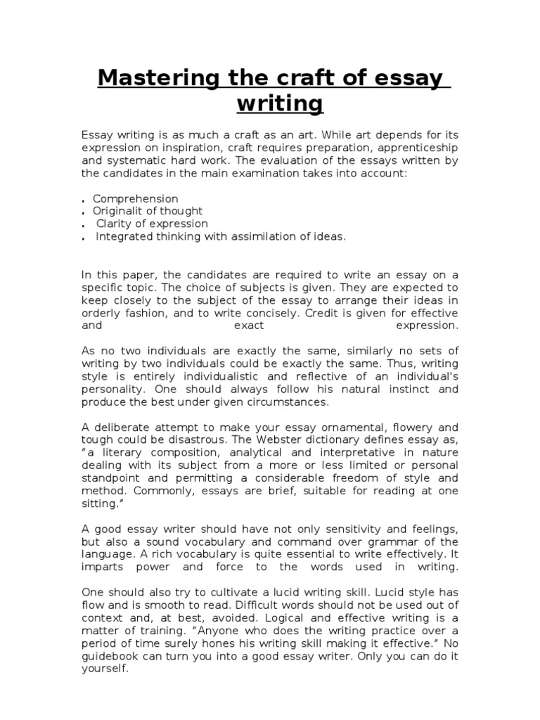 creative craft essay using the craft method