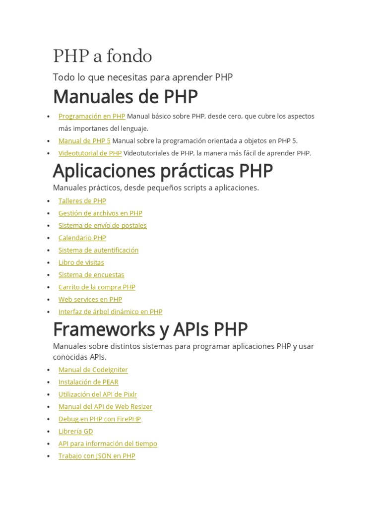 Guía Completa de PHP en PDF | PDF | Php | Mi sql