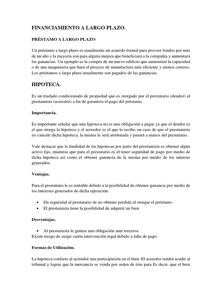 Ejemplos de Financiamiento a Largo Plazo | PDF | Acciones preferentes ...