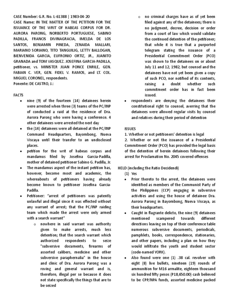 Garcia padilla v enrile pdf habeas corpus common law