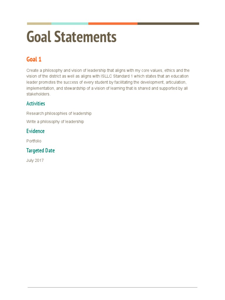 Goal Statement | PDF | Leadership | Community